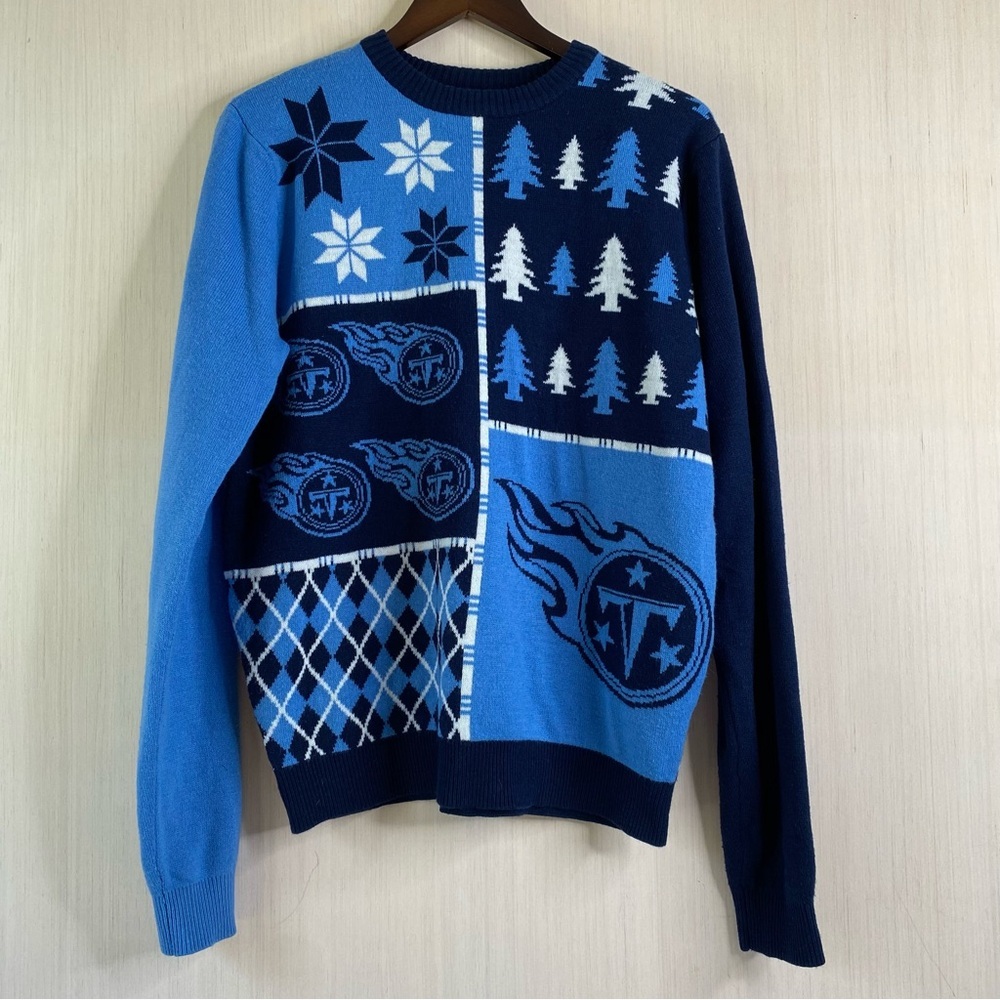 Tennessee Titans Men’s Busy Block NFL Team Apparel Sweater Blue Size Large